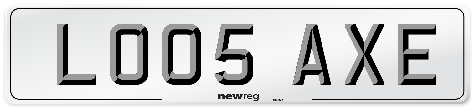 LO05 AXE Number Plate from New Reg